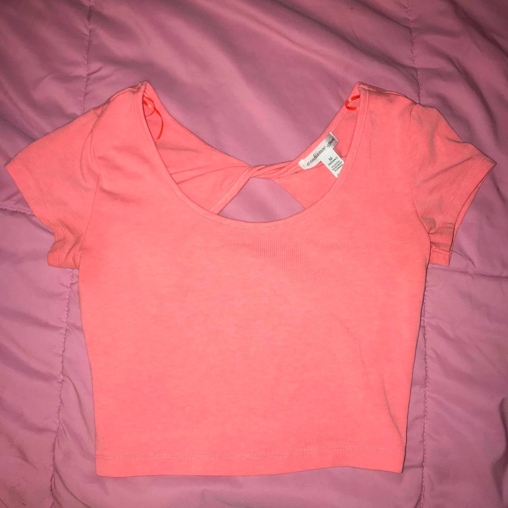 Coral, Back Cut Out Crop Top